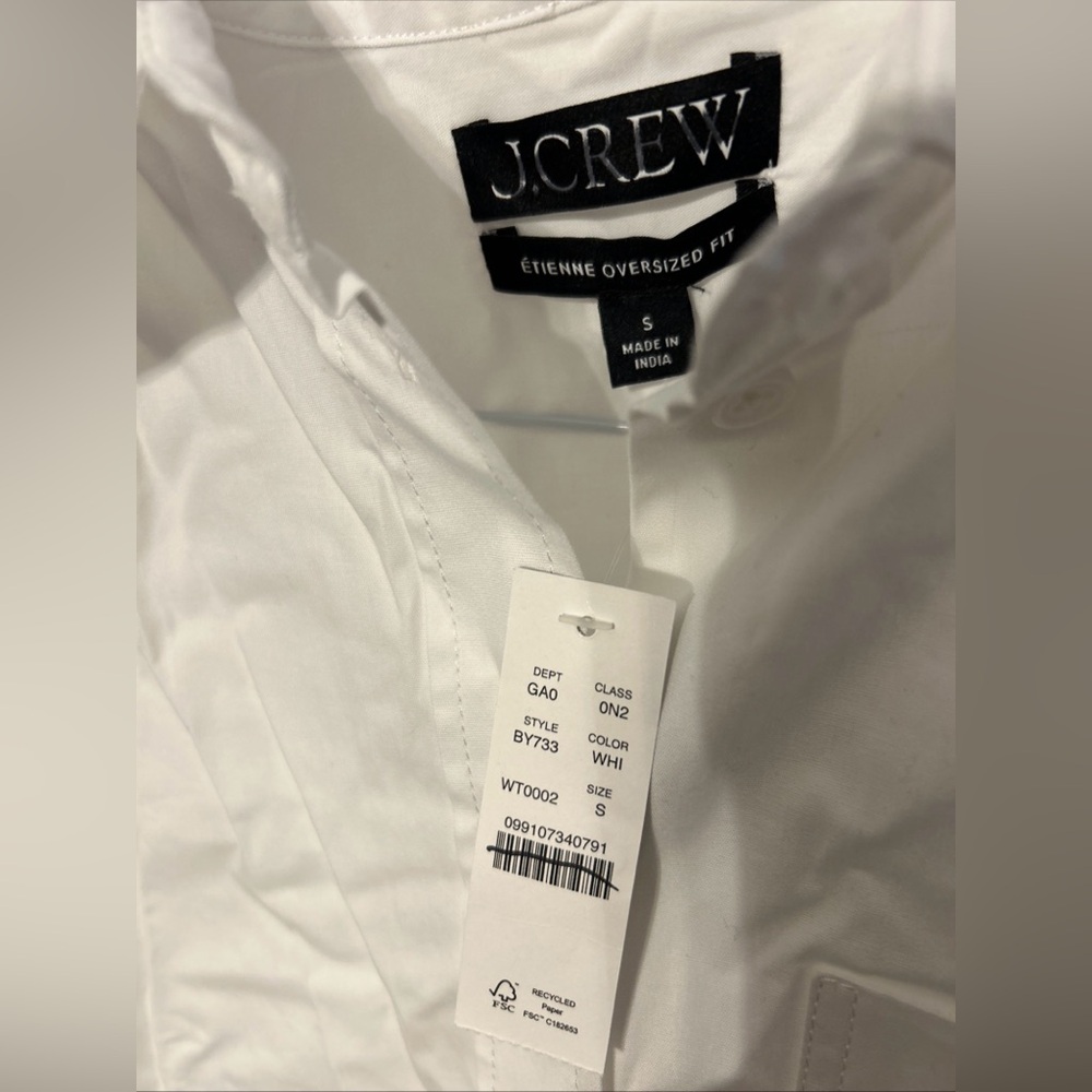 J.Crew Etienne Oversized Button-Up – White | Size Small | Style BY733 NEW - Picture 2 of 4